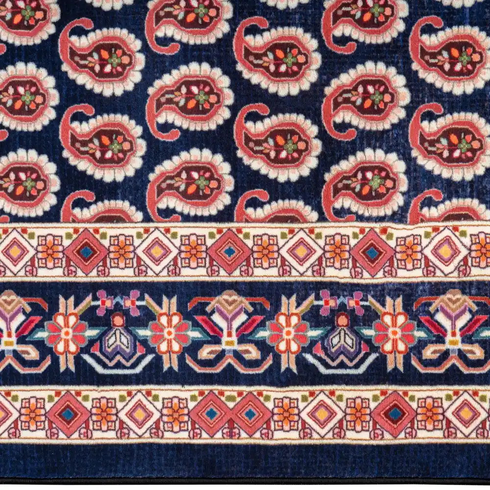 فرش ماشینی سنتی طرح 25cs0180 سرمه‌ای 1000 شانه
